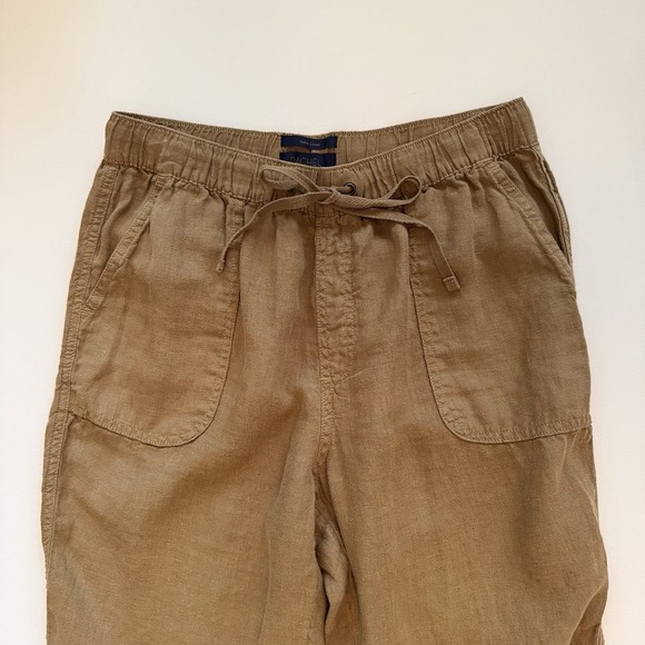 Rachel Roy Linen pants Womens‎ M Tan Drawstring Waist Straight Leg Beach Neutral - Picture 3 of 11